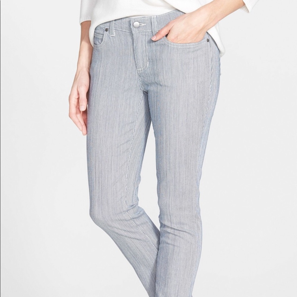 Eileen Fisher Slim Striped Stretch Jeans
